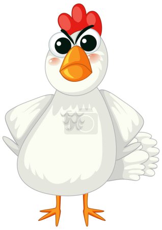 Illustration for A vector cartoon illustration of an angry chicken standing - Royalty Free Image