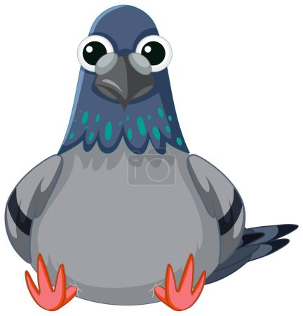 Illustration for Adorable pigeon cartoon character sitting alone in a charming pose - Royalty Free Image
