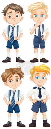 Illustration for Illustration of a group of boys wearing school uniforms - Royalty Free Image