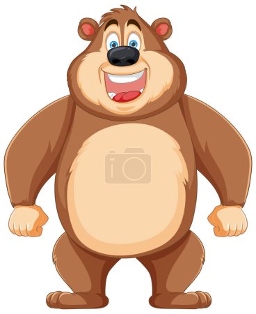 Ilustración de Un oso alegre y contenido representado en una ilustración de dibujos animados - Imagen libre de derechos