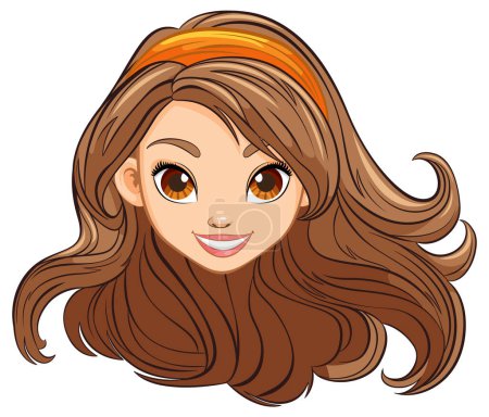 Illustration for A stunning woman with flowing hair wearing a stylish headband - Royalty Free Image