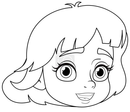 Illustration for A cheerful girl with short hair, depicted in a cute vector cartoon style - Royalty Free Image