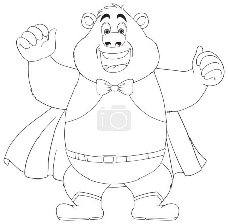 Téléchargez les illustrations : Joyeux personnage de bande dessinée ours heureux dans le tissu de cirque - en licence libre de droit