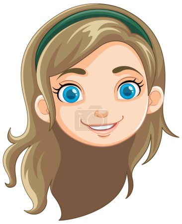 Illustration for A cheerful cartoon girl with stunning long hair - Royalty Free Image