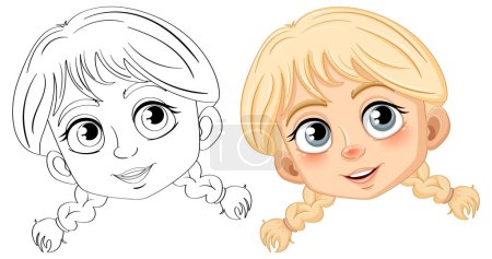 Illustration for A cheerful girl with adorable braided hair - Royalty Free Image