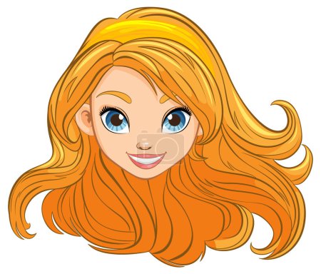 Illustration for A beautiful woman with flowing hair wearing a stylish headband - Royalty Free Image