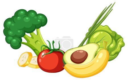 Téléchargez les illustrations : Illustration vectorielle colorée d'une variété d'aliments riches en vitamine K - en licence libre de droit