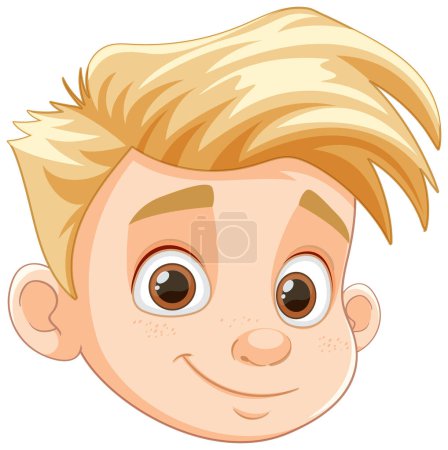 Illustration for A cheerful young boy with blond hair and brown eyes smiling - Royalty Free Image