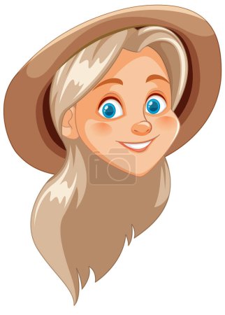 Illustration for A vector cartoon illustration of a woman with a joyful expression - Royalty Free Image