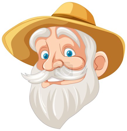 Ilustración de Dibujos animados vectoriales ilustración de un anciano con barba y bigote - Imagen libre de derechos