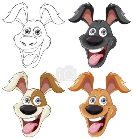 Ilustración de Colección de ilustraciones animadas y animadas para perros - Imagen libre de derechos