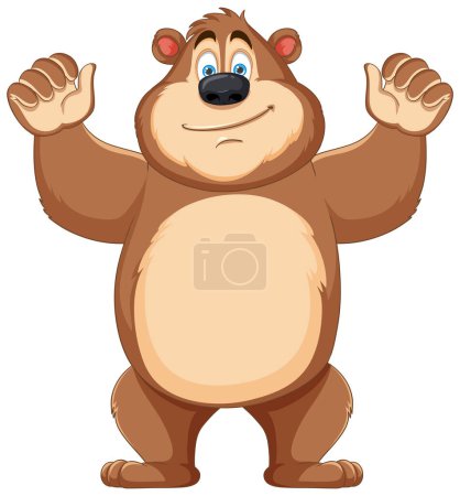 Ilustración de Un oso alegre y contenido representado en una ilustración de dibujos animados - Imagen libre de derechos