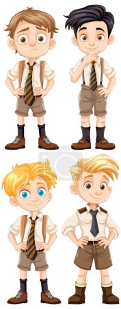 Illustration for Illustration of a group of boys wearing school uniforms - Royalty Free Image