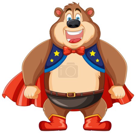 Illustration for A joyful bear cartoon character wearing circus attire - Royalty Free Image