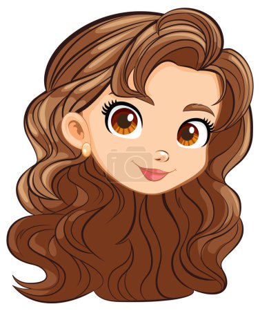 Illustration for A stunning vector cartoon illustration of a woman with long hair - Royalty Free Image