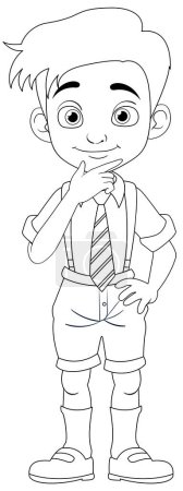 Téléchargez les illustrations : Un personnage de dessin animé charmant portant un uniforme pour les pages à colorier - en licence libre de droit