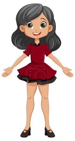 Illustration for A vibrant and happy girl cartoon character standing with a smile - Royalty Free Image