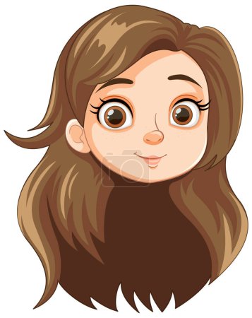Illustration for A stunning vector illustration of a girl with brown hair - Royalty Free Image