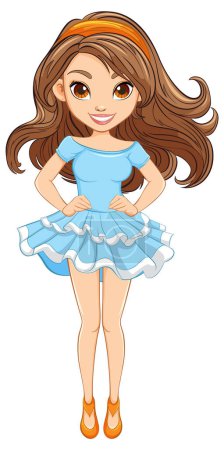 Illustration for A stunning cartoon character with flowing hair and stylish attire - Royalty Free Image