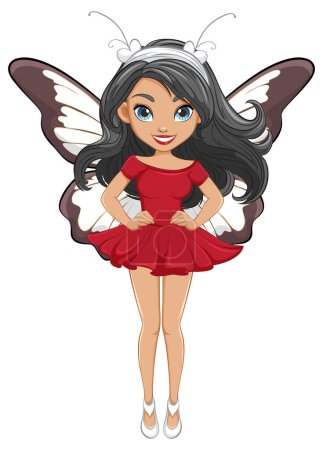Illustration for A stunning woman wearing a mini dress and fairy wings - Royalty Free Image