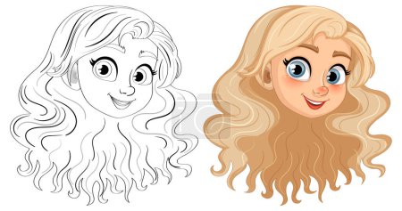 Illustration for A cheerful blonde girl with stunning long hair - Royalty Free Image