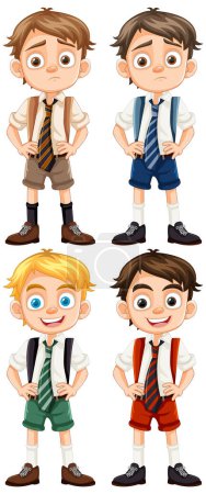 Illustration for Vector illustration of an adorable male student in school attire - Royalty Free Image