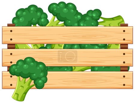 Illustration for An isolated vector cartoon illustration of a crate filled with broccoli - Royalty Free Image