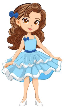 Illustration for A cute girl cartoon character dressed for a fancy cocktail party - Royalty Free Image