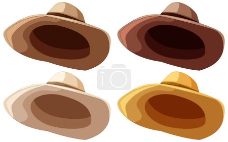 Téléchargez les illustrations : Illustrations vectorielles colorées de divers chapeaux d'agriculteurs - en licence libre de droit
