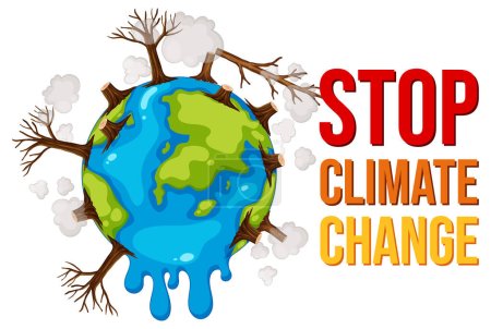 Dibujos animados ilustración de la deforestación en la Tierra debido al cambio climático