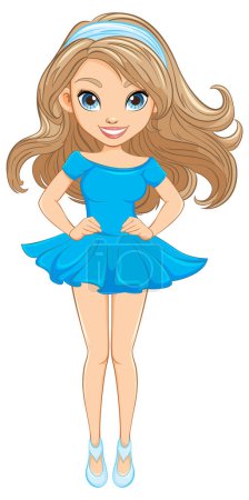 Ilustración de Un hermoso personaje de dibujos animados vestido para un mini cóctel - Imagen libre de derechos
