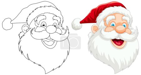 Ilustración de Alegre Santa Claus con garabato delineado para colorear - Imagen libre de derechos