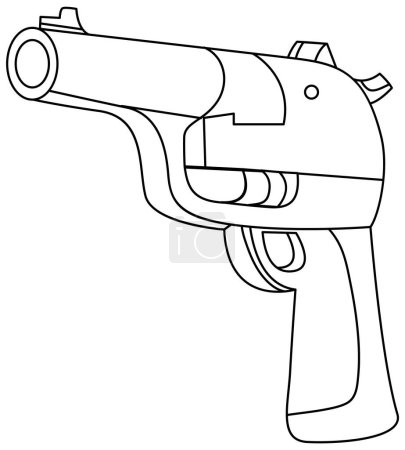 Ilustración de Una ilustración de dibujos animados vectoriales de un contorno de pistola aislado - Imagen libre de derechos