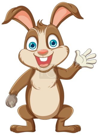 Illustration for A cute and happy rabbit cartoon character with a big smile - Royalty Free Image
