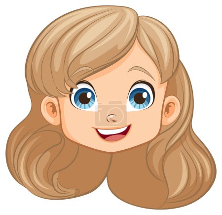 Téléchargez les illustrations : Une illustration vectorielle d'une fille mignonne avec une expression joyeuse - en licence libre de droit