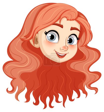 Illustration for A cheerful girl with stunning red hair and a radiant smile - Royalty Free Image