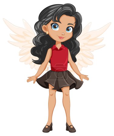 Illustration for A charming vector illustration of a girl with wings - Royalty Free Image