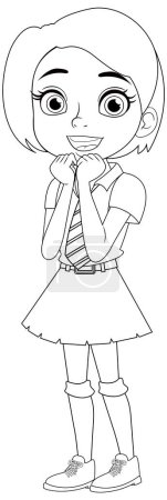 Illustration for Cute girl student with short hair standing and smiling - Royalty Free Image