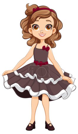 Illustration for A vector illustration of a girl cartoon character dressed as a princess for a party - Royalty Free Image