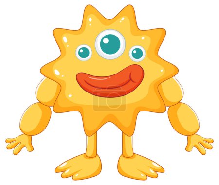 Illustration for A cute and spiky group of yellow alien monsters in a cartoon illustration style - Royalty Free Image