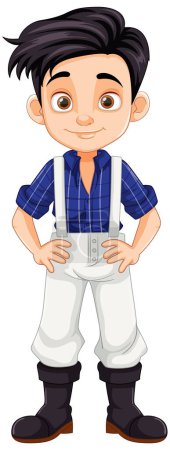 Illustration for An adorable vector illustration of a handsome farmer boy - Royalty Free Image