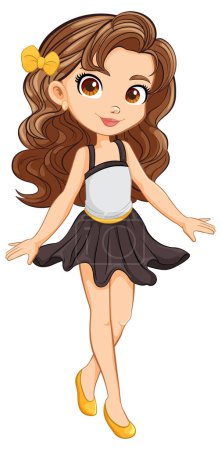 Ilustración de Adorable chica de dibujos animados con una mini falda con estilo - Imagen libre de derechos