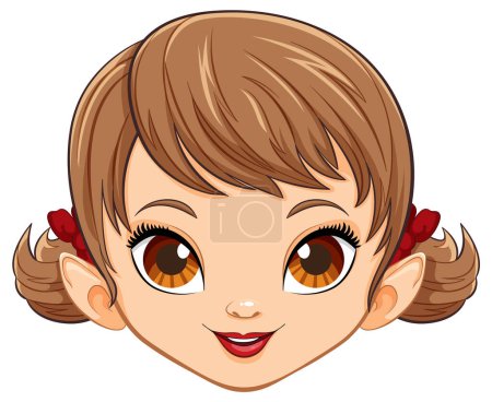 Ilustración de Ilustración vectorial adorable de una chica con cabello castaño - Imagen libre de derechos