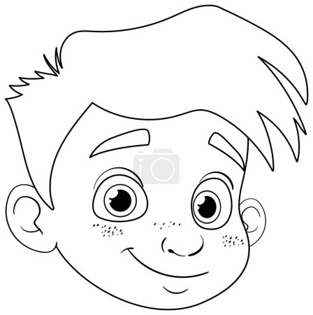 Illustration for A cheerful young male with a charming smile, depicted in a doodle-style vector illustration - Royalty Free Image