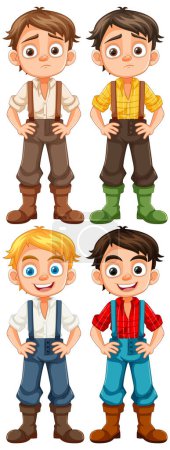 Ilustración de Ilustración de chicos expresando felicidad y tristeza - Imagen libre de derechos