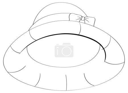 Téléchargez les illustrations : Une illustration vectorielle de dessin animé du contour du chapeau d'une femme pour la coloration - en licence libre de droit