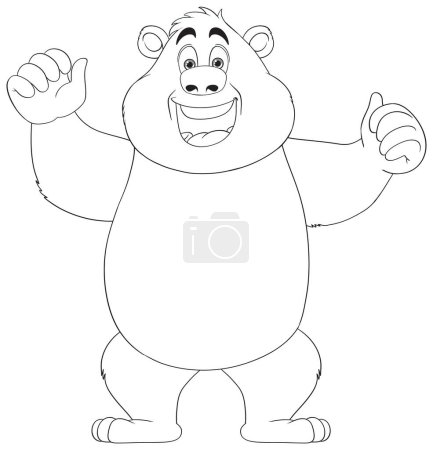 Ilustración de Un oso alegre y contenido representado en un sencillo estilo de dibujos animados - Imagen libre de derechos