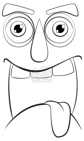 Illustration for Black and white vector of a smiling cartoon face - Royalty Free Image