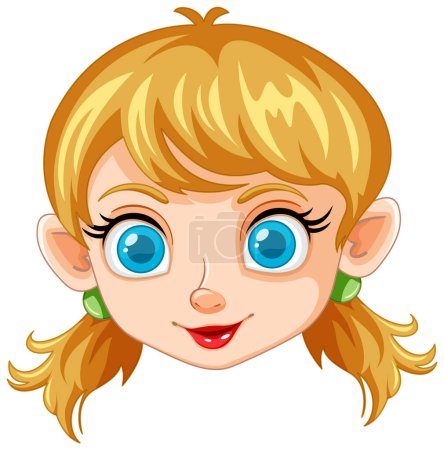 Vector illustration of a smiling female elf character.