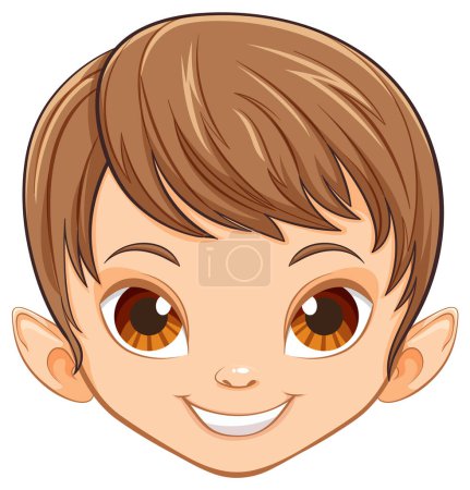 Illustration for Cheerful elf child with big brown eyes. - Royalty Free Image